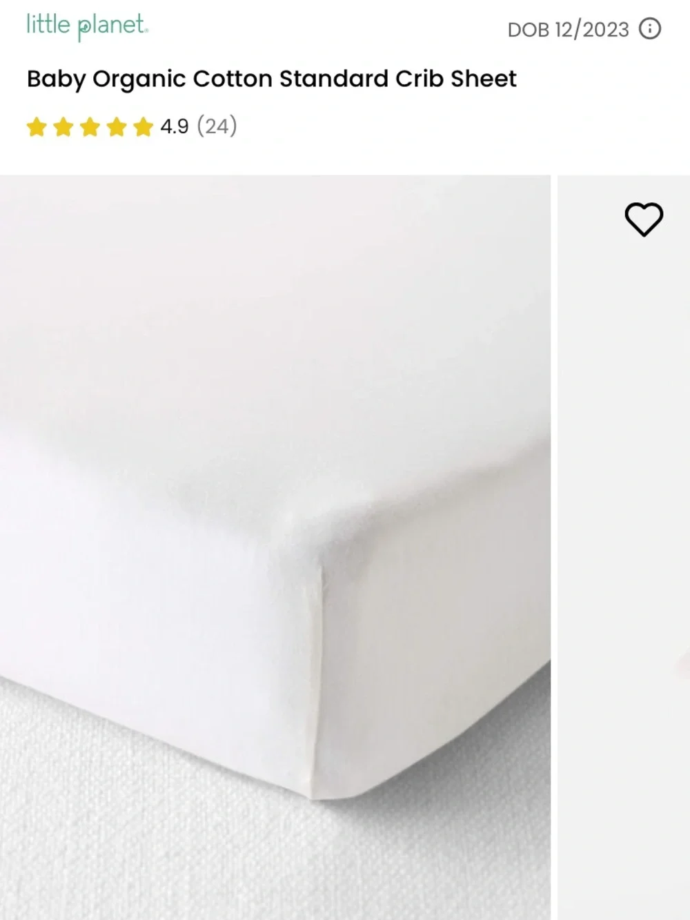 Carter's Baby Organic Cotton Crib Sheet - White